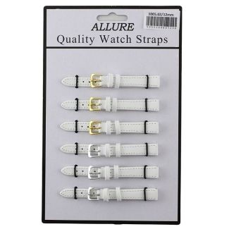 Wholesale Allure Plain Leather Watch Straps - White - 12mm