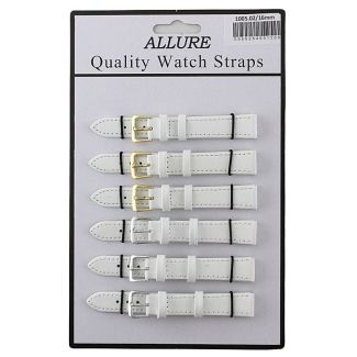 Wholesale Allure Plain Leather Watch Straps - White - 16mm