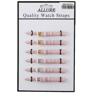 Wholesale Allure Plain Leather Watch Straps - Pink - 10mm Wholesale