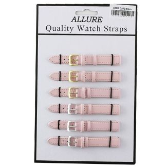 Wholesale Allure Plain Leather Watch Straps - Pink - 14mm Wholesale