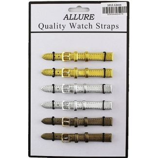 Allure Leather Watch Straps - Asst. Buckles & Colours - 12mm