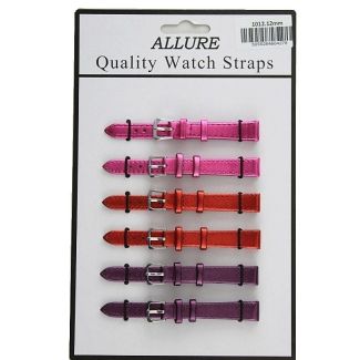Wholesale Allure Leather Metallic Watch Straps - Assorted Colours