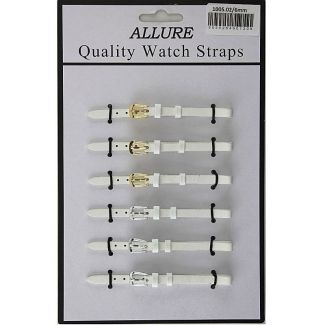 Wholesale Allure Plain Leather Watch Straps - White - 6mm Wholesale