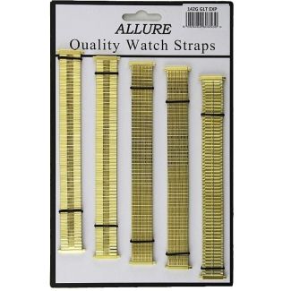 Wholesale Allure Gold Expander Watch Straps - Asst. Designs (18mm)