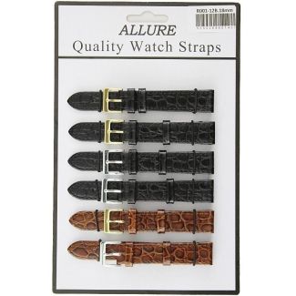 Allure Premium Ostrich Croc Grain Watch Straps - Tan/Black - 18mm