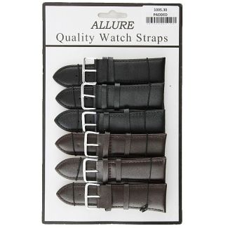 Allure Basic Padded Leather Watch Straps - Asst. Colours - 30mm