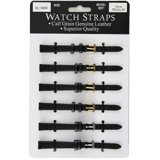 Calf Grain Straps-Black Mixed Buckles-10mm