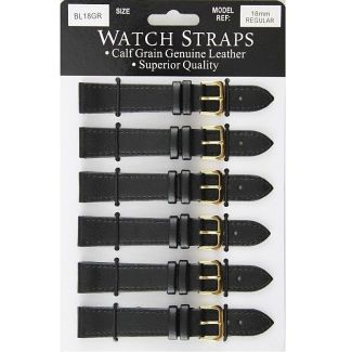 Calf Grain Leather Regular Black Watch Straps - 18mmBL18GR