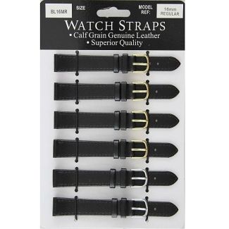 Calf Grain Straps-Black Mixed Buckles-16mm