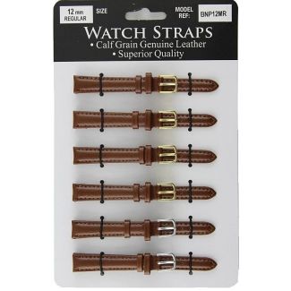 Calf Grain Padded Watch Straps-Light Brown-12mm