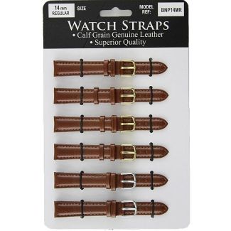Calf Grain Padded Watch Straps-Light Brown-14mm