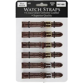 Calf Grain Brown Croc Leather Watch Straps - Asst. Buckles - 14mm