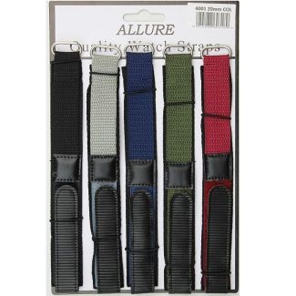 Allure Assorted Colours Velcro Watch Straps - 20mm