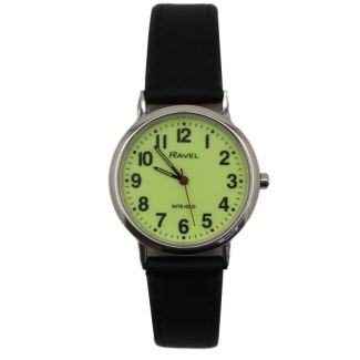 Ravel Mens luminous Glow In The Dark Dial Watch-Black