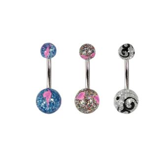 Glitterball Belly Bar - Assorted Colours 