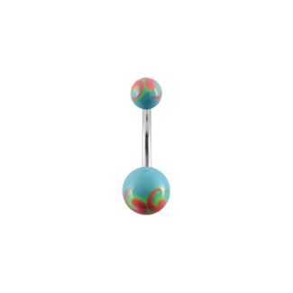 Painted Swirl Belly Bar - Blue and Pink