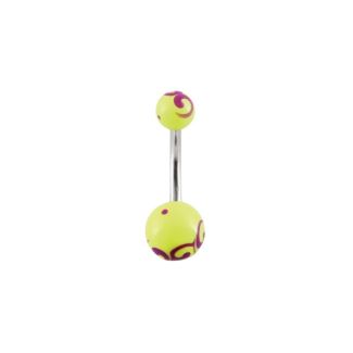 Painted Swirl Belly Bar - Yellow