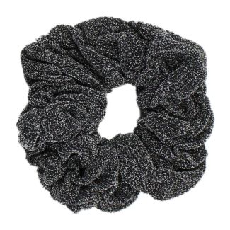 Shiny Hair Scrunchies-Black/Silver