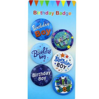 Happy Birthday Boy Blue Badges - Assorted
