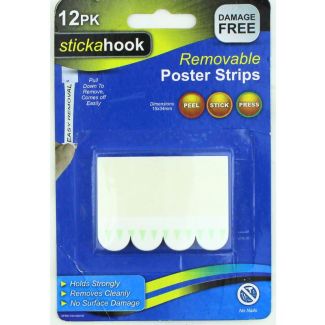 12Pc Stichahook Removable Poster Strips