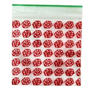 Zipper Grip Seal Printed Resealable Bags - Red Dice (2x2)