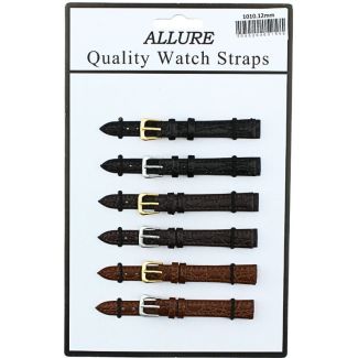 Allure Lizard Grain Leather Watch Straps - Asst. - 12mm