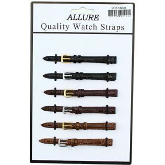 Allure Crocodile Grain Leather Watch Straps - Asst. - 10mm
