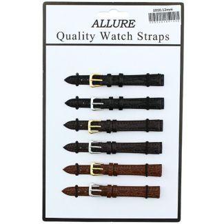 Allure Crocodile Grain Leather Watch Straps - Asst. - 12mm