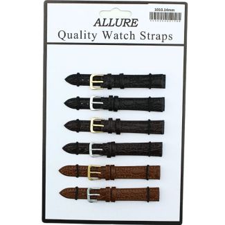 Allure Crocodile Grain Leather Watch Straps - Asst. - 14mm