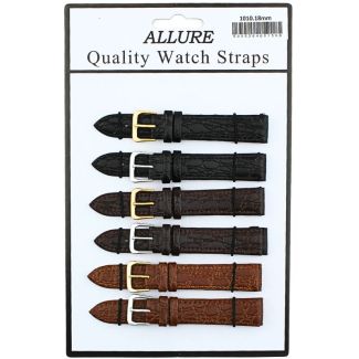 Allure Crocodile Grain Leather Watch Straps - Asst. - 18mm