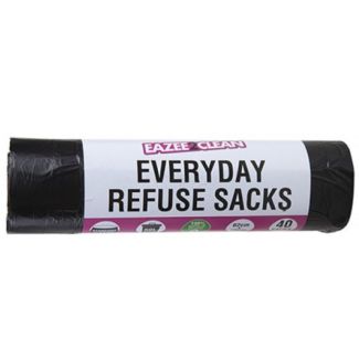40pcs Black Everyday Refuse Sacks - 24x29" (62x75cm)