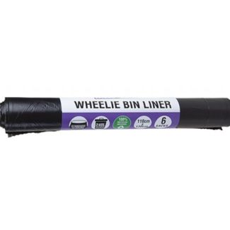 6pcs Black Wheelie Bin Liner 43x51" (110x130cm)