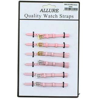 wholesale Allure Plain Leather Watch Straps - Pink - 20mm Wholesale