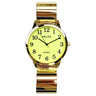 
Pelex Ladies Glow In The Dark Metal Expander Strap Watch With Round Dial - Gold 
