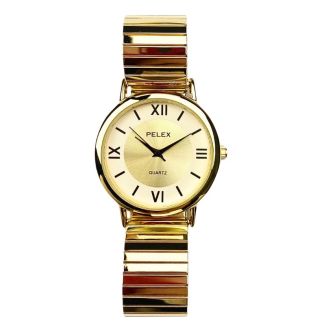 Pelex Men's Metal Expander Strap Watch With Round Dial - Gold