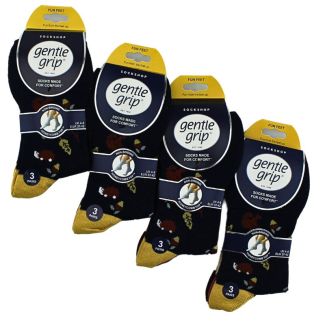 Ladies Autumn Leaf Design Gentle Grip Socks (3 Pack) - Assorted