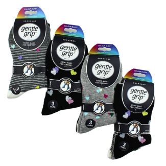 Ladies Sweetheart Design Gentle Grip Socks (3 Pack) - Assorted