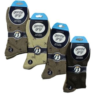 Men's Holiday Icon Design Gentle Grip Socks (3 Pack) - Assorted