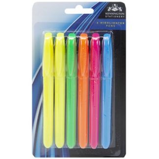 6pcs Bright Slim Highlighter Pens - Yellow, Green, Orange, Pink and Blue Assortment