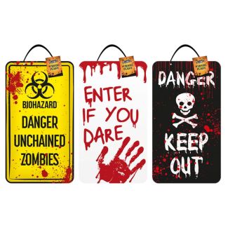 Halloween Warning Plaque - Assorted Designs (40x23cm) 
