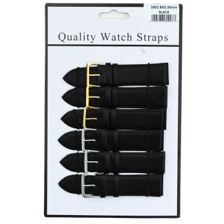 Allure Black Leather Watch Straps - Silver Buckle - 24mm