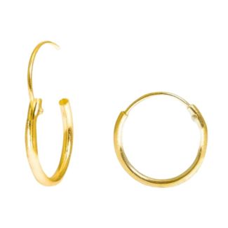 Gold Plated Sterling Silver Hoop Earrings – 8mm to 14mm 