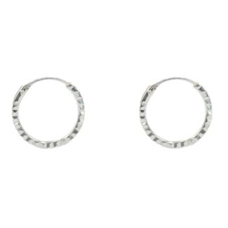 Sterling Silver Diamond-Cut Textured Hoop Earrings – 12mm