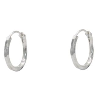 Sterling Silver Rippled Diamond-Cut Hoop Earrings – 12mm