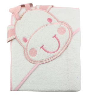 Baby 3D Hooded Towel Giraffe Design - Pink