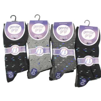 Ladies Gentle Grip Cotton Blend Non Binding Ankle Socks Electric Utopia Design (3 Pack) - Assorted