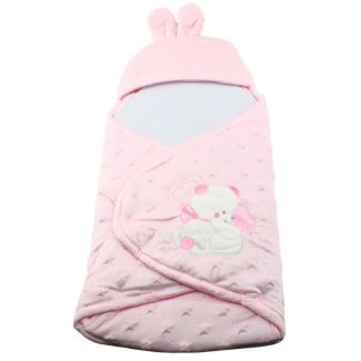 Soft Baby Swaddle Bag with Hood Star Embossed Design - Pink
