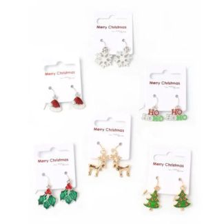 Clip Strip of 12 Christmas Earrings – Assorted