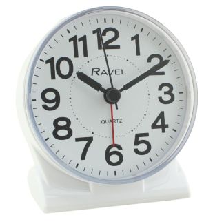 Ravel Quartz Alarm Clock 8cm - White