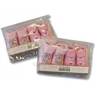 Cotton Blend Baby Girls Socks - Assorted Pink Designs